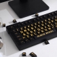 Black Gold Big Letters Pixel 104+25 Full PBT Dye-subbed Keycaps Set for Cherry MX Mechanical Gaming Keyboard